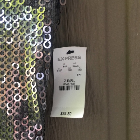 Express Silver Sequin Camisole Tank Top XS NWT evening Top night out NYE… - Picture 7 of 8